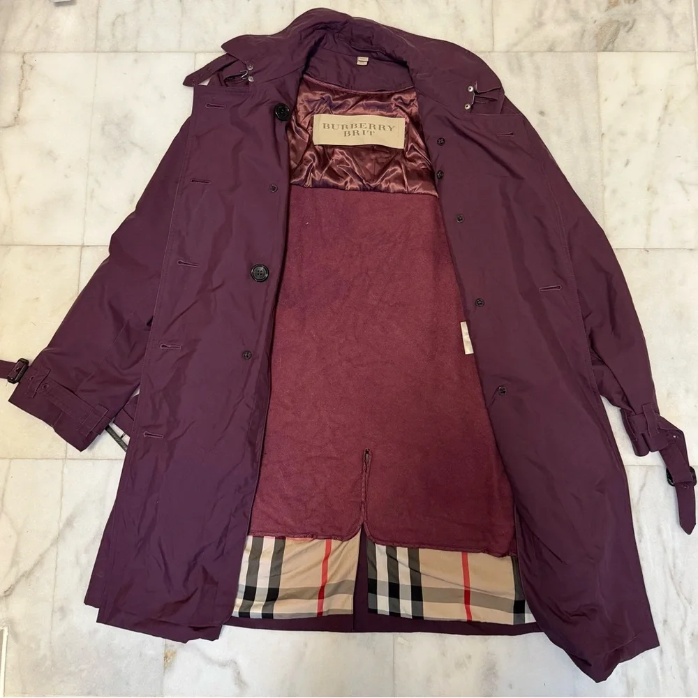 Deep Maroon Women's Burberry Trench Coat - Picture 2 of 15